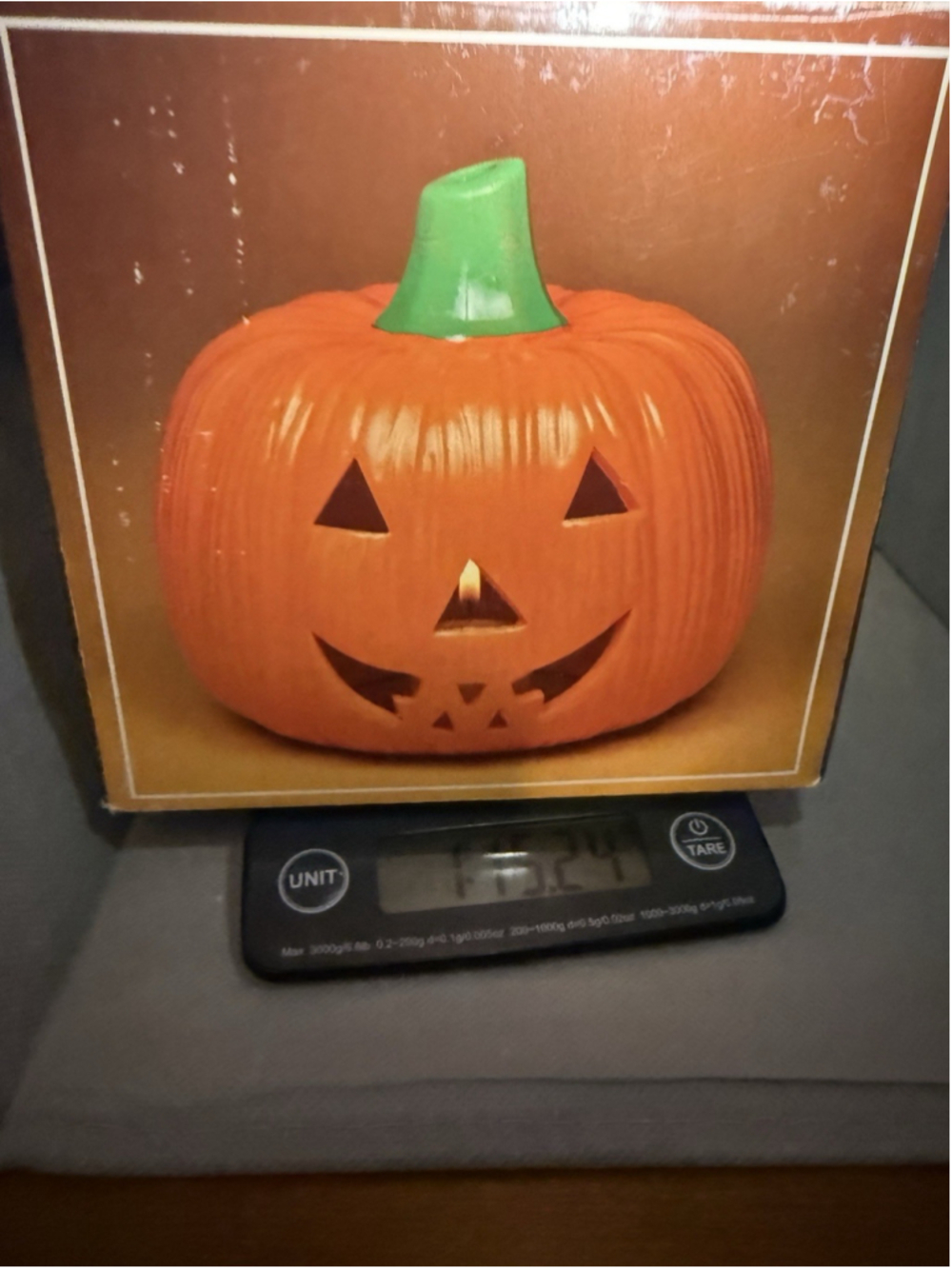 Halloween Earthenware Pumpkin Jack O' Lantern Ceramic Votive VINTAGE With box